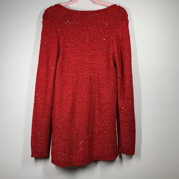 APT 9 Red Sequins Knit Long Sleeve Sweater XL - Picture 2 of 8